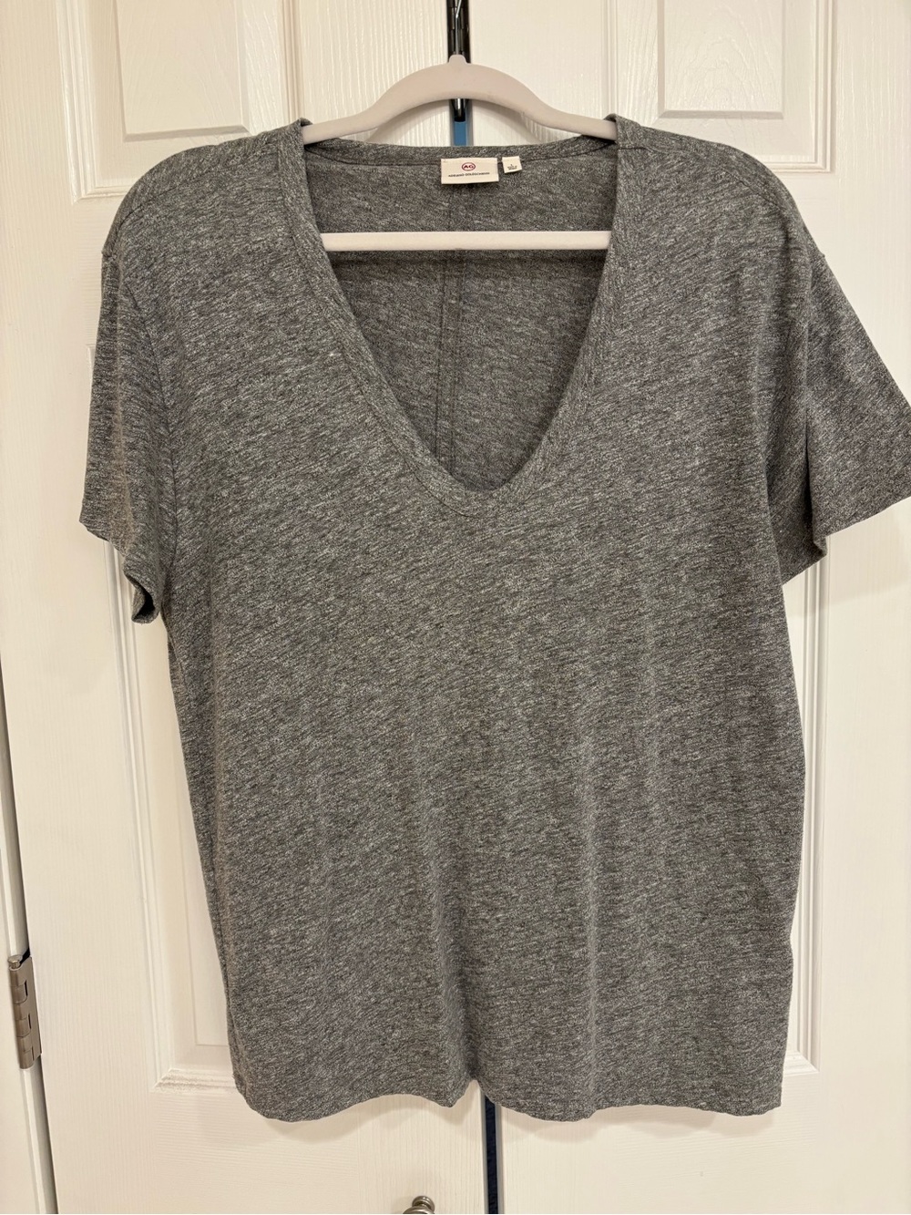 Ag Adriano Goldschmied Heather Gray V-Neck Short Sleeve Top